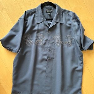 Sueded Men's Hawaiian Shirt - Grey - Sharp